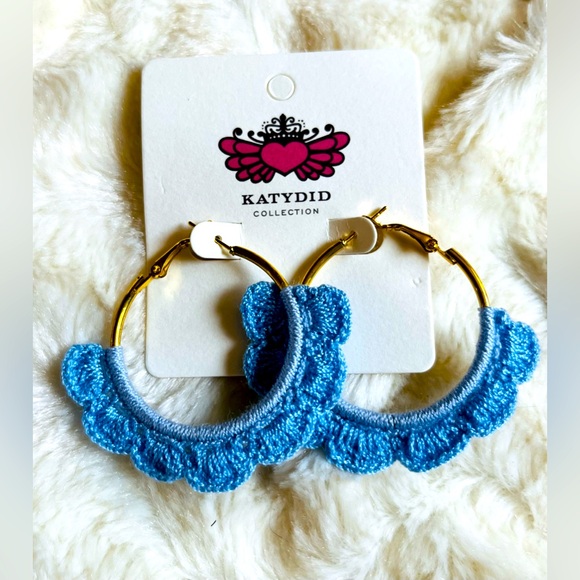 Katydid Jewelry - KATYDID blue crocheted earrings NEW